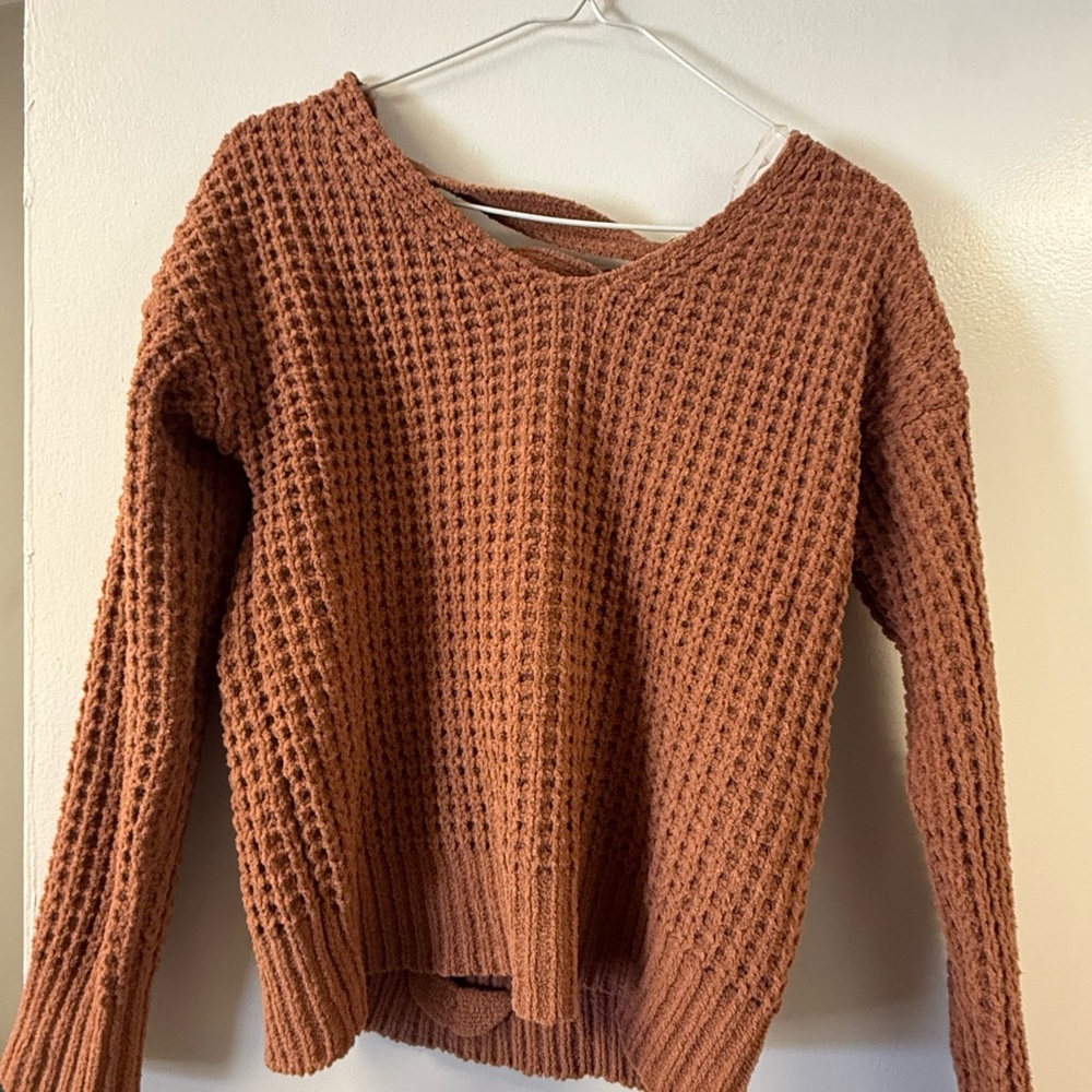 Francesca’s Moral Fiber Rust Crew Neck Sweater